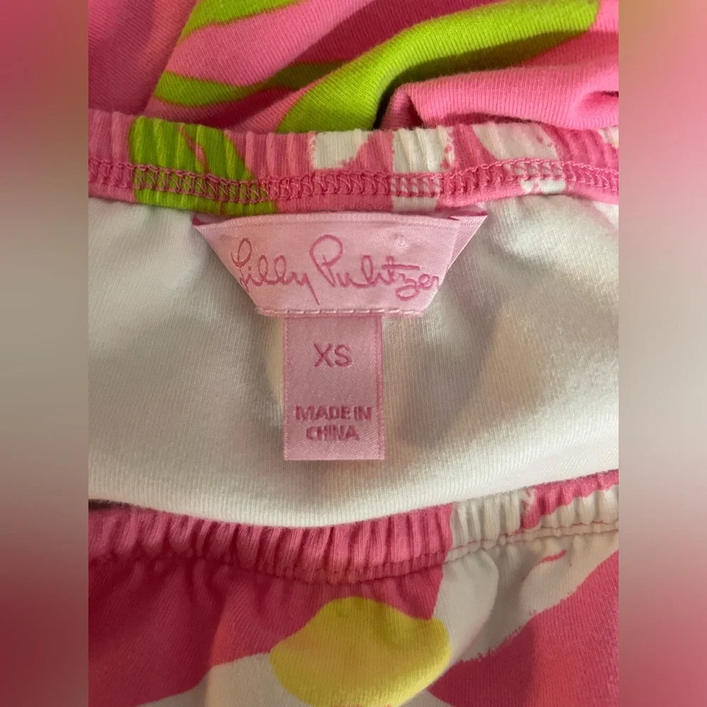 LILLY PULITZER Dress Size XS Strapless Hotty Pink Twirlers Floral Women’s - Picture 6 of 7